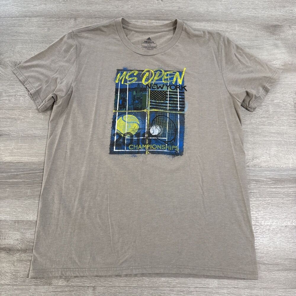 US Open Shirt Men’s Large Adidas Gray 2018 New York Tennis Climalite